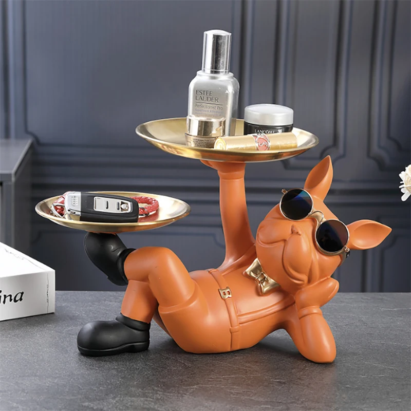 Figuras de animales de Bulldog, escultura de estatua de perro fresco, decoración para sala de estar, estudio, dormitorio, accesorios de decoración Interior del hogar - Imagen 5
