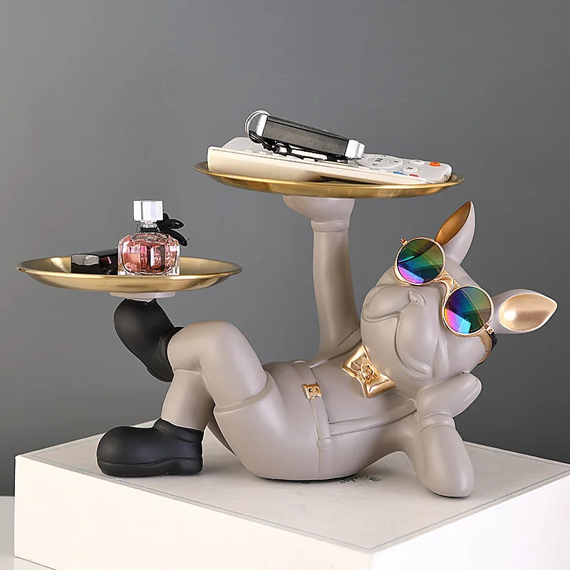 Figuras de animales de Bulldog, escultura de estatua de perro fresco, decoración para sala de estar, estudio, dormitorio, accesorios de decoración Interior del hogar - Imagen 6