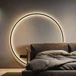 Lámpara de pared de fondo circular LED minimalista, decoración interior del hogar, apliques de pared, sala de estar, pasillo, luces de pared del Hotel, luz de noche negra