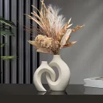 Florero de cerámica moderno nórdico hueco, juego de 2 para decoración moderna del hogar, floreros huecos bohemios modernos para estantería de sala de estar