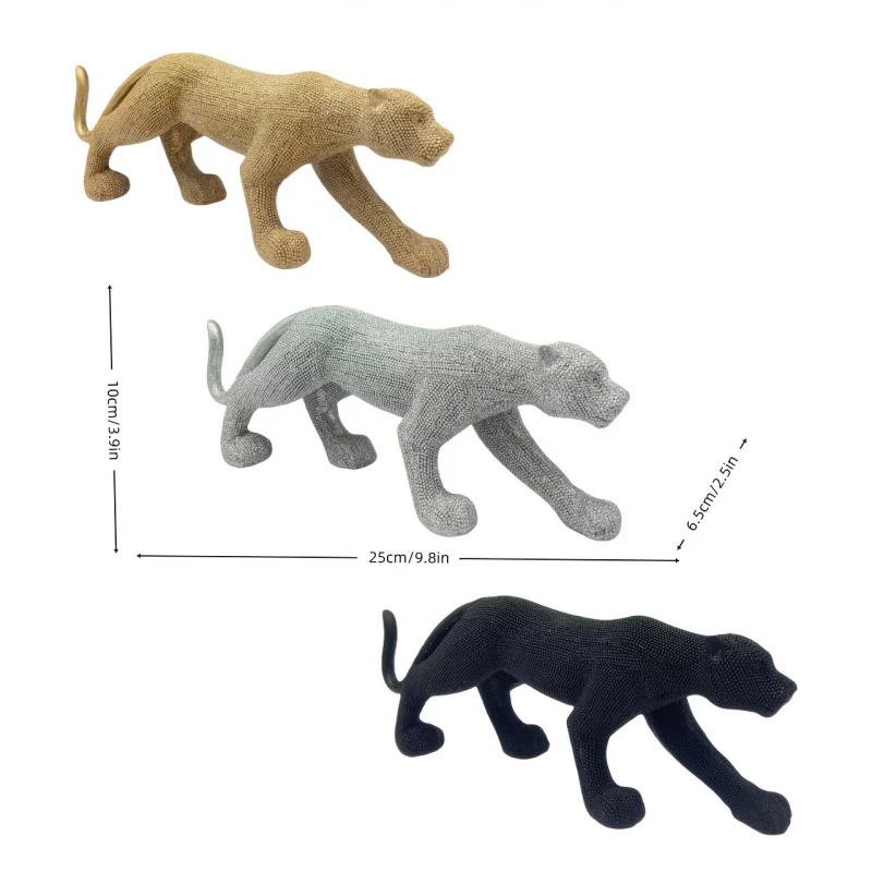 Elegante estatua de leopardo, artesanía de resina con forma de leopardo, adecuada para decoración del hogar, decoración de oficina, decoración navideña - Imagen 4