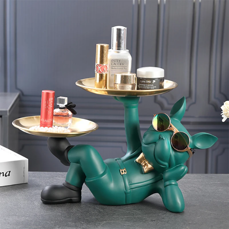 Figuras de animales de Bulldog, escultura de estatua de perro fresco, decoración para sala de estar, estudio, dormitorio, accesorios de decoración Interior del hogar - Imagen 2